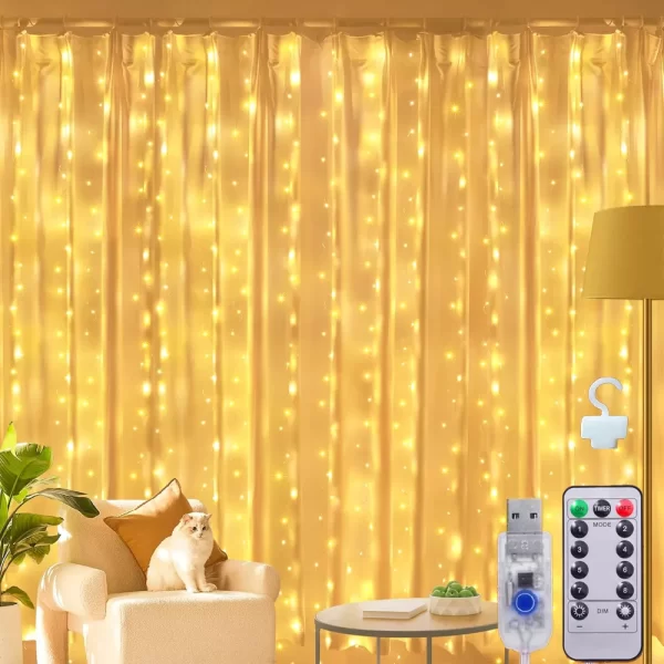 3*3m Cortina De Luz 300 Pisca Pisca Led Decoração De Natal