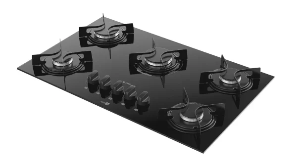 Fogão Cooktop 5 Bocas Preto Com Mesa Vidro Atlas Agile Up Bivolt
